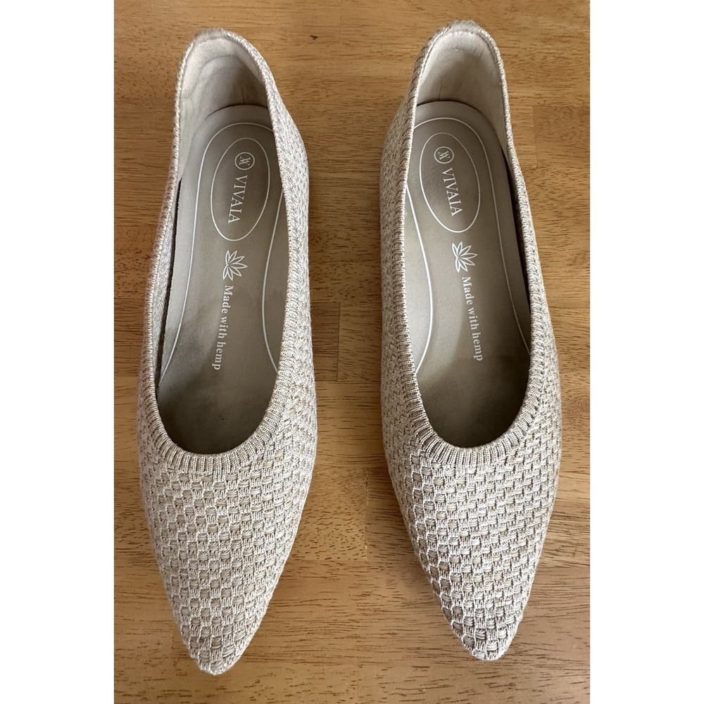 Vivaia Aria 5 Shoes Womens Size 10 41 Pointed Toe Ballet Flats Beige Hemp Woven